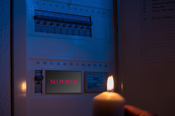 Electrical switch box panel with the text 