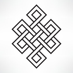 Endless knot vector icon on white background. Cultural buddhism symbol. Black flat logotype