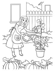 Gardening Coloring Page for Kids