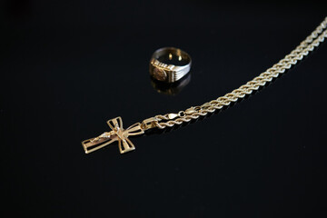 cadena, cadenita, oro, metal, valioso, simbolismo
