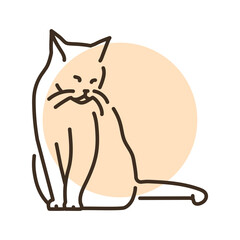 Cat enjoy rest  color line icon. Pictogram for web page