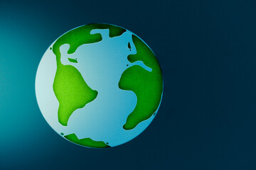 Earth Day, save earth, World Environment day concept. 3d paper cut eco friendly green globe design.