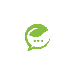 Leaf chat logo design template