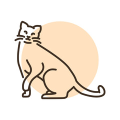Happy cat sitting color line icon. Pictogram for web page