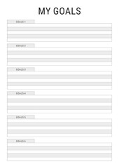Black and white My Goals planner template design