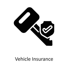 Vehicle Insurance Solid Vector Icon Design illustration on White background. EPS 10 File