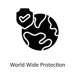 World Wide Protection Solid Vector Icon Design illustration on White background. EPS 10 File