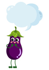 Funny eggplant with empty speech bubble