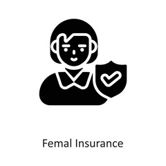 Female Insurance Solid Vector Icon Design illustration on White background. EPS 10 File