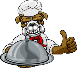 Bulldog Chef Mascot Sign Cartoon