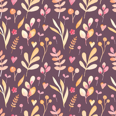 watercolor pattern seamless with pastel color floral elements, flowers and leaves.