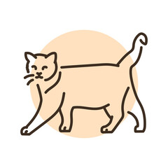 Happy cat standing color line icon. Pictogram for web page