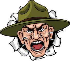 Angry Army Bootcamp Drill Sergeant Cartoon