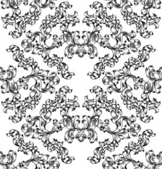 Cotton fabric Floral Motif Scroll Pattern Seamless Tile