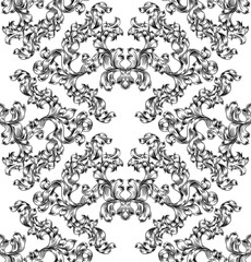 Floral Motif Scroll Pattern Seamless Tile