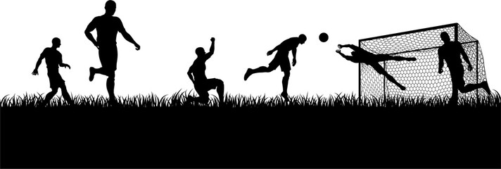 Soccer Football Players Silhouette Match Scene