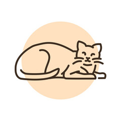 Sleeping happy cat color line icon. Pictogram for web page