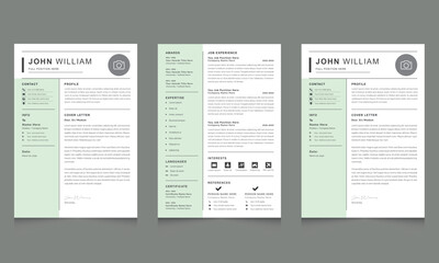 Professional Resume CV and Cover Letter Layout Set with Blue Accents