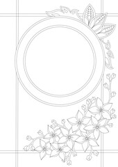 Hand-drawn flower card coloring page