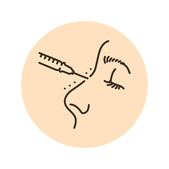 Nose correction with filler color line illustration. Hyaluronic injection.