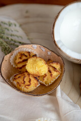 Coconut cookies, made from coconut flakes, copra, as a main ingredient.