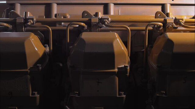 Cylinders of a huge diesel engine