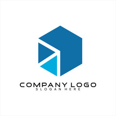 Vector logo design box with arrows and two triangles.