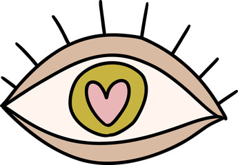 Mystical retro groovy eye clipart
