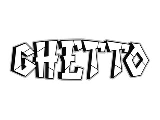 Ghetto word graffiti style letters.Vector hand drawn doodle cartoon logo illustration. Funny cool ghetto letters, fashion, graffiti style print for t-shirt, poster concept - obrazy, fototapety, plakaty