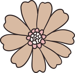 Retro groovy flower clipart, abstract floral contour