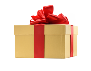 Golden gift box isolated