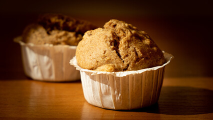 Delicious homemade vegan muffins close-up.