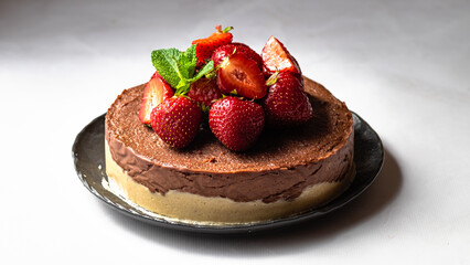 Chocolate cheesecake without baking. Raw dessert.