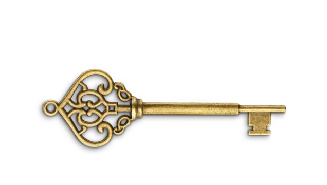 Vintage golden skeleton key