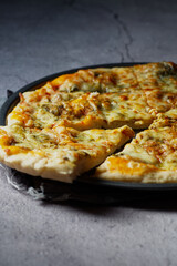 Homemade delicious pizza. Food photo.