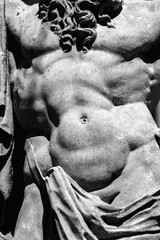 The body of  mighty god Zeus (Jupiter). The king of Olympian gods and the ruler of sky and thunder. Fragment of an ancient statue.