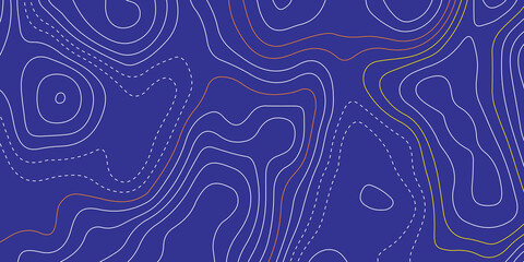 The stylized colorful wavy abstract topographic map contour, lines Pattern background. Topographic map and landscape terrain texture grid. Wavy banner and color geometric form. Vector illustration.