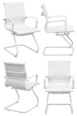 White office chair. Isolated from the background in different angles. Interior element