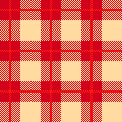 Autumn Checkered Plaid seamless patten. Vector Tartan red and beige plaid textured background. Traditional fabric print. Fall plaid texture for fashion, print, design.