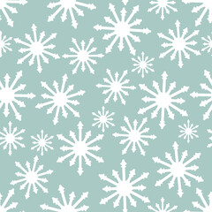 Seamless background with Snowflakes on a blue background. Festive fabric design, paper, packing. Vector illustration.
