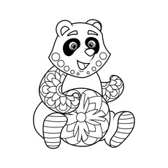 Coloring book for children. Cute panda in zentangle style. The task for children can be used in a book, magazine. Vector illustration