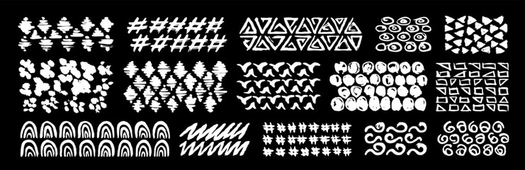 Grunge paint strokes doodles. Scribbles collection. Quirky ink doodles. Ethnic tribal ornaments doodles. Ethnic grunge ink design elements.