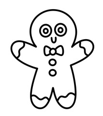 Holiday gingerbread man cookie line icon.