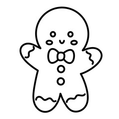 Holiday gingerbread man cookie line icon.