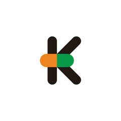 letter k colorful pill capsule medicine logo vector