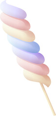 Spiral marshmallow stick. Swirl soft twisted candy