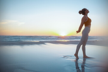 fitness sports woman in fitness clothes stretching
