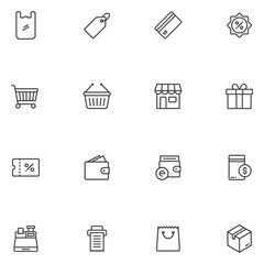 Set of Shopping Line Icon Vector