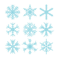 Set of snowflakes winter isolated on white background. Vector stock