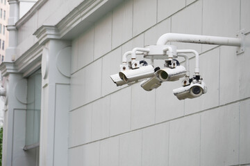 five CCTV security camera operating outside of the tube station 
